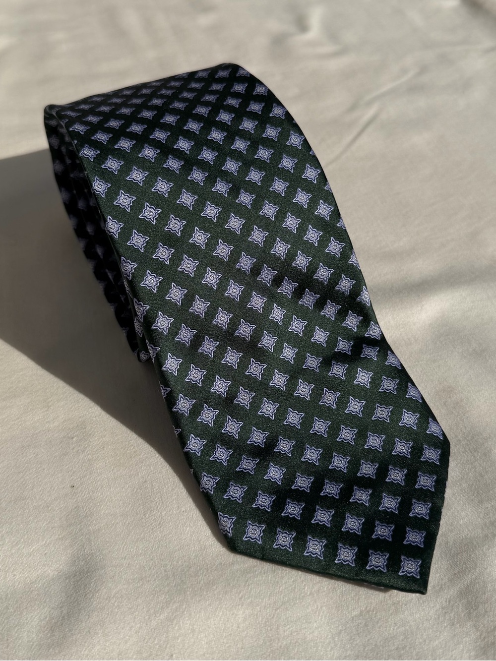 Stefano Ricci 100% Silk Tie Green Blue Geometric Medallion Luxury Italy Necktie